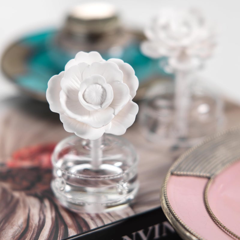 Zodax Grand Casablanca Porcelain Oil Diffuser - Home Fragrance Oil Diffuser Ideal for Living Room, Bathroom, Office - Flower Design - Gift Box Packaging Included - Tahitian Gardenia - 1.69 Oz. - Image 4
